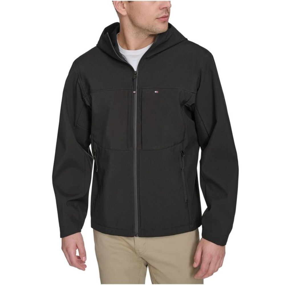 Tommy Hilfiger Mens Soft Shell Hooded Raincoat, NWT